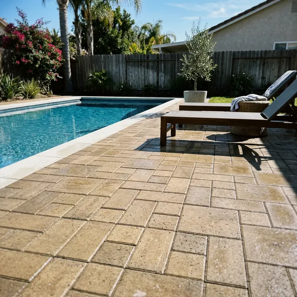 Backyard pool deck pavers
